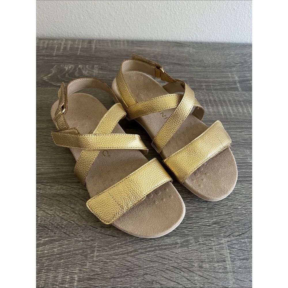 Vionic Rays Gold Metallic Comfort Sandals Adjustable 7